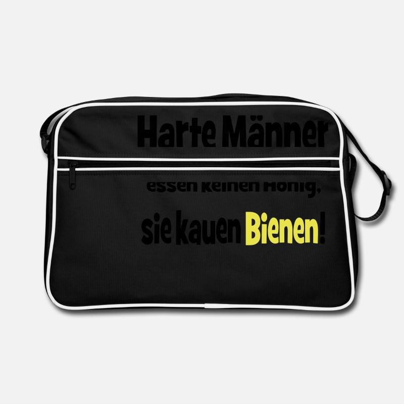 Disques hommes ne mangent pas de miel, ils mâchent - Sac Retro - noir/blanc