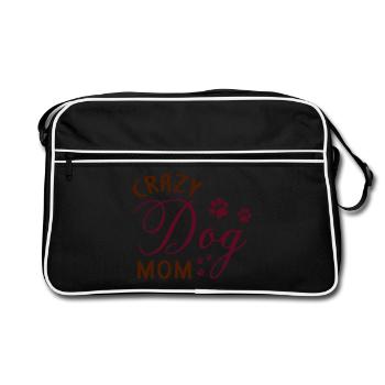 Crazy Dog Mom aime les chiots et les chiens - Sac Retro - noir/blanc - Devant