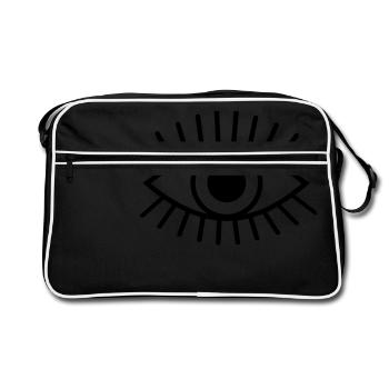 Eyelashes eye look stroke drawing - Retro Bag - black/white - Front