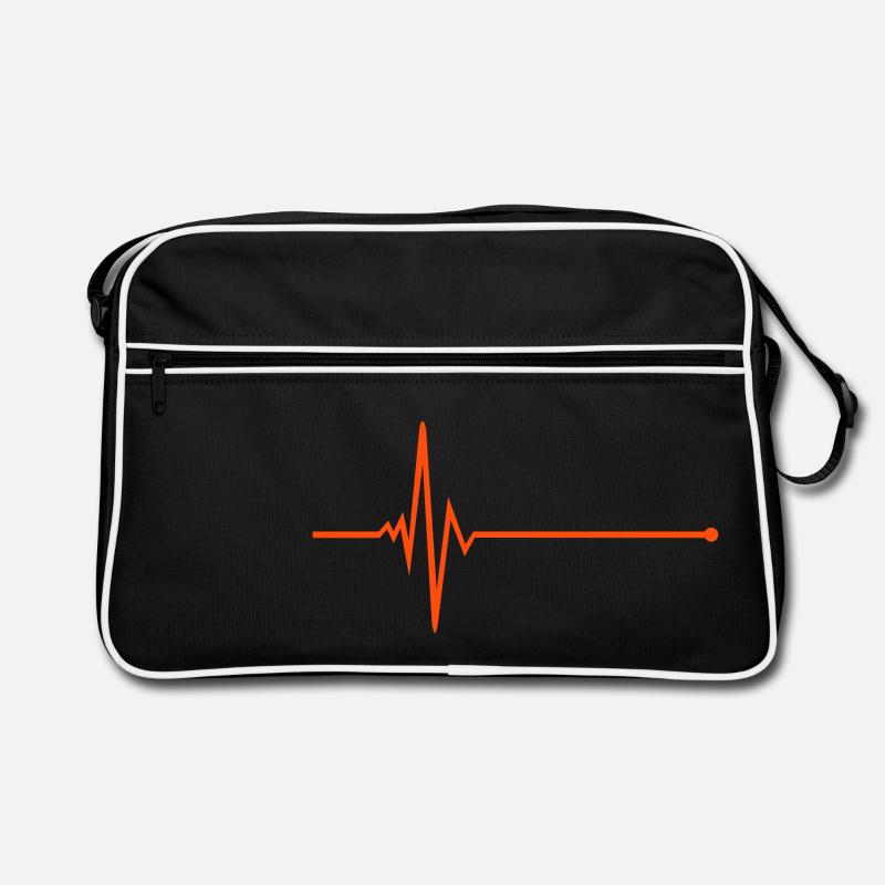 Puls - Pulslinie - Frequenz - Retro Tasche - Schwarz/Weiß