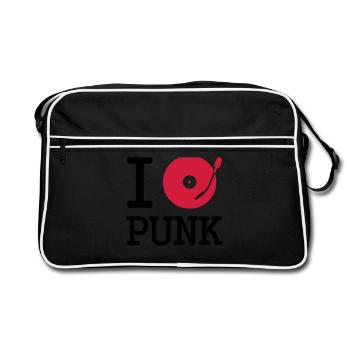 i dj / play / listen to punk - Sac Retro - noir/blanc - Devant