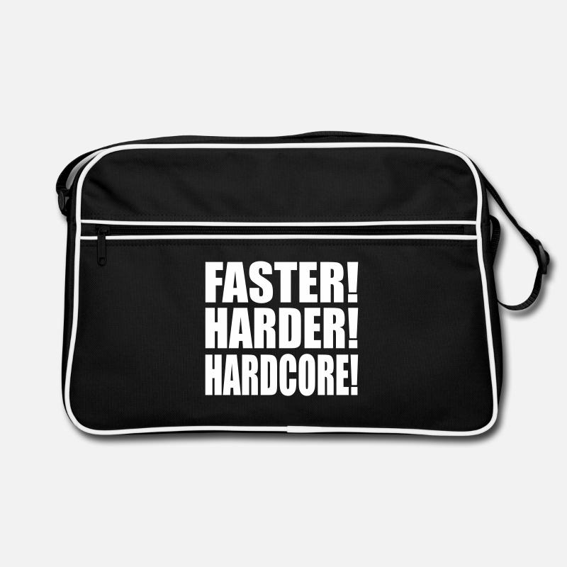 Faster Harder Hardcore DE - Retro Tasche - Schwarz/Weiß