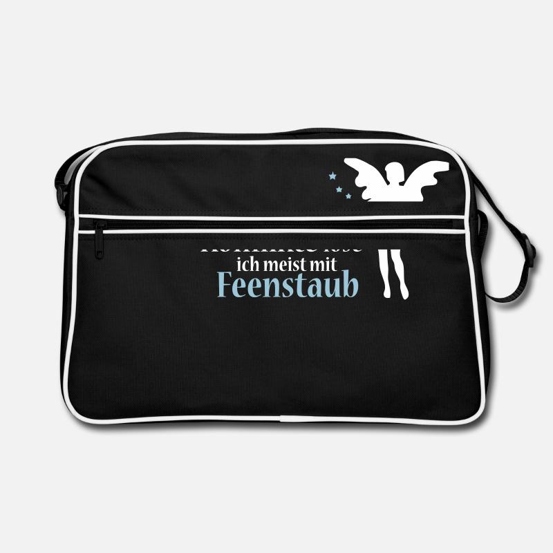 Konflikte löse ich meist mit Feenstaub (Spruch und - Retro Tasche - Schwarz/Weiß
