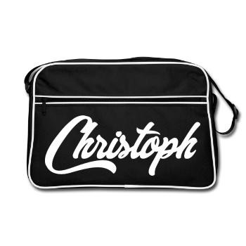 Calligraphic lettering with elegant flair - Retro Bag - black/white - Front