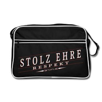 Stolz, Ehre, Respekt - Retro Tasche - Schwarz/Weiß - Vorne