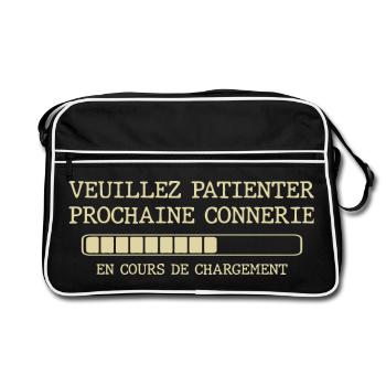 Veuillez patienter prochaine connerie - Sac Retro - noir/blanc - Devant