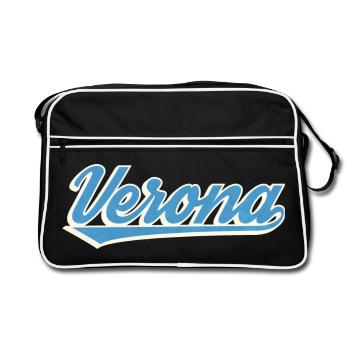 Logo Vérone Blue Script - Sac Retro - noir/blanc - Devant