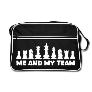Schach coole Sprüche Team Schachfiguren Symbol - Retro Tasche - Schwarz/Weiß - Vorne