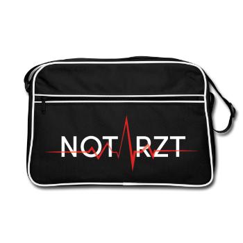 notarzt schriftzug rettung doc w - Retro Tasche - Schwarz/Weiß - Vorne