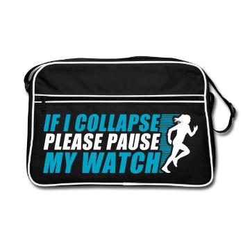 If I collapse funny running jogging runner - Retro Bag - black/white - Front