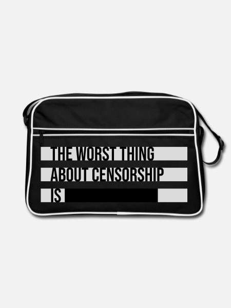 The Worst Thing About Censorship Is Funny Irony - Retro Bag - black/white - Front