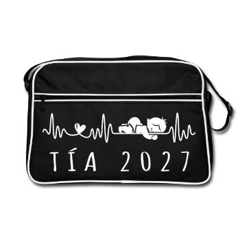 Futura Tía 2027 Latido del Corazón Embarazo - Retro Tasche - Schwarz/Weiß - Vorne