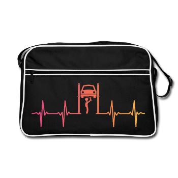 mécanicien Sunset Heartbeat garage auto - Sac Retro - noir/blanc - Devant