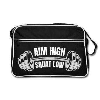 Visez un squat haut Bas, un entraînement drôle Motivation - Sac Retro - noir/blanc - Devant