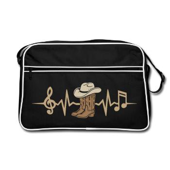 Line Dance Herzschlag Country Linedance Tanzen - Retro Tasche - Schwarz/Weiß - Vorne