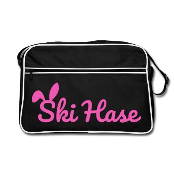 Ski Rabbit Ski Party Neige Piste d’hiver rose - Sac Retro - noir/blanc - Devant