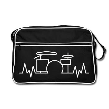 Drum Hearbeat Lifeline For Music Band Lover - Retro Bag - black/white - Front