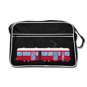Tram, tram, train, railway - Retro Bag - black/white - Front