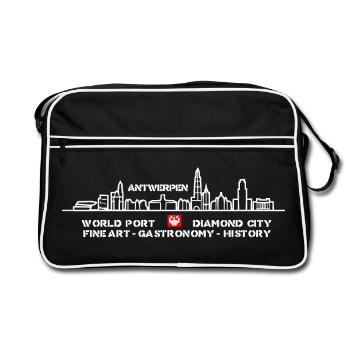 Ville commerçante d’Anvers et ligne d’horizon de la ville d’art - Sac Retro - noir/blanc - Devant