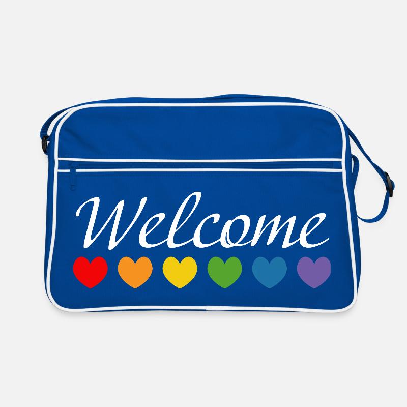 Rainbow Hearts Welcome blanc Sac Retro