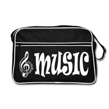 Musique - Style typographique classique rétro - Sac Retro - noir/blanc - Devant