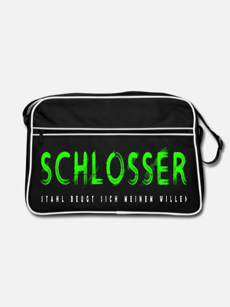 Schlosser Handwerker Design - Retro Tasche - Schwarz/Weiß - Vorne