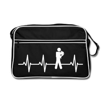 French Horn Stick Figure Heartbeat - Retro Bag - black/white - Front