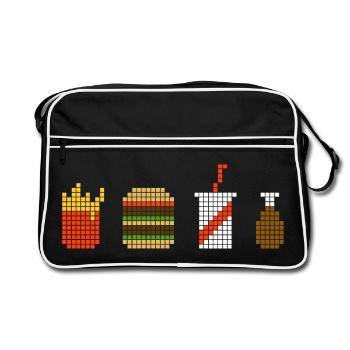 Pixel Fast Food - Retro Bag - black/white - Front