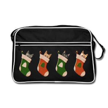 Chats en bottes pour Noël - Sac Retro - noir/blanc - Devant