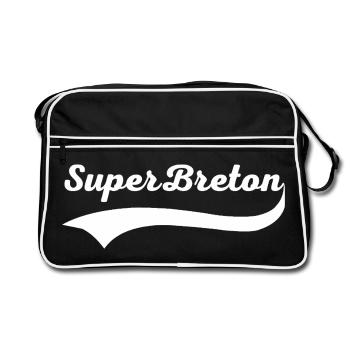 T Shirt Super Breton Bretagne humour drôle - Sac Retro - noir/blanc - Devant