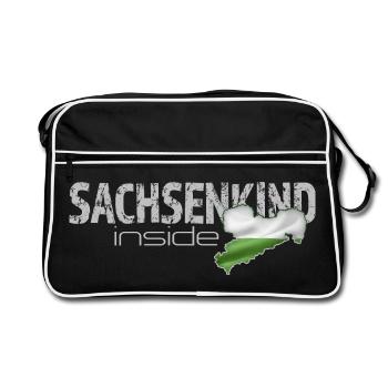 Sachsenkind inside - Sachsen - Retro Tasche - Schwarz/Weiß - Vorne