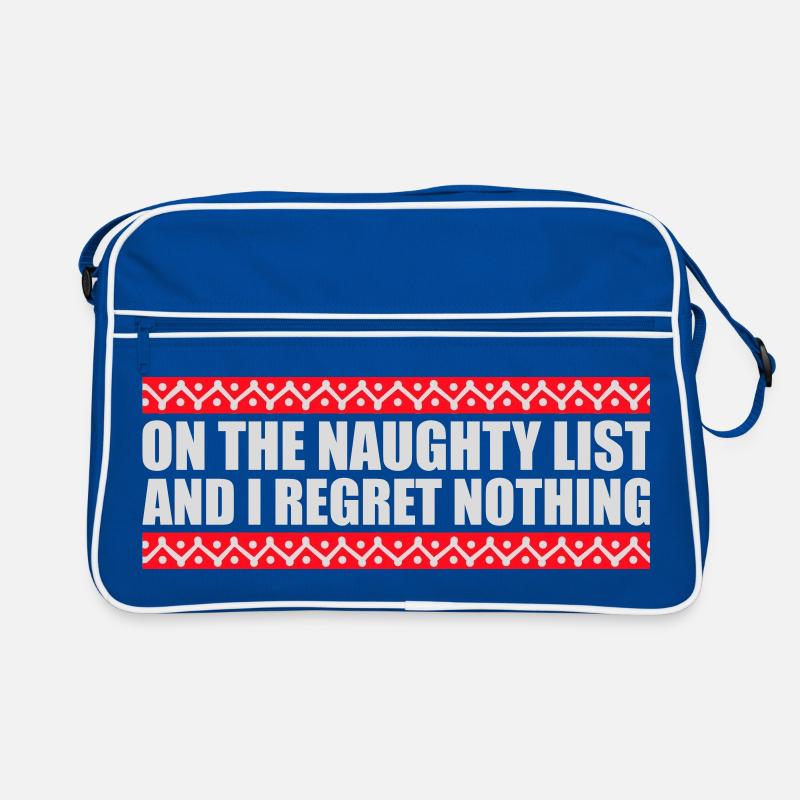 On the naughty list and regret nothing XMas Spruch Retro Tasche
