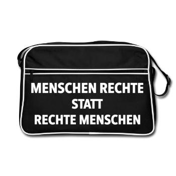 Human Rights Instead of Right-Wing People Statement - Retro Bag - black/white - Front
