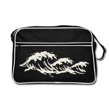 Ocean Waves - Minimalist Graphics - Retro Bag - black/white - Front