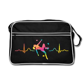 Boulderer Herzschlag Boulder Bouldern - Retro Tasche - Schwarz/Weiß - Vorne