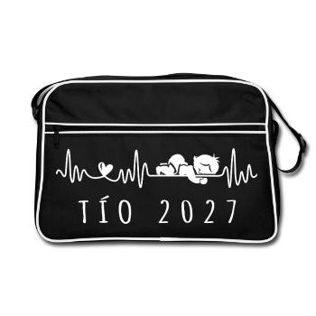 Futuro Tío 2027 Latido del Corazón Embarazo - Retro Tasche - Schwarz/Weiß - Vorne