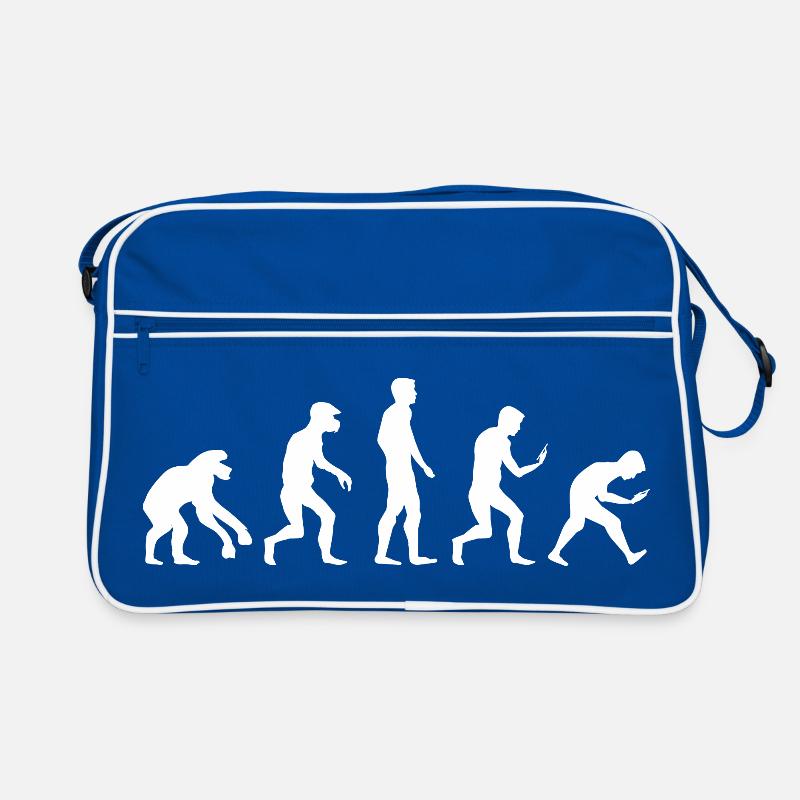 funny evolution smartphone mobile phone addiction logo Retro Bag