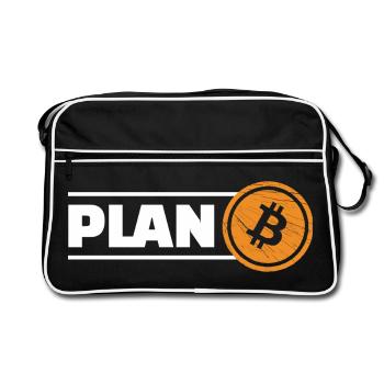 Bitcoin Plan B - Retro Bag - black/white - Front