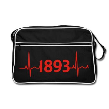 Stuttgart 1893 Herzschlag Puls Liebe - Retro Tasche - Schwarz/Weiß - Vorne