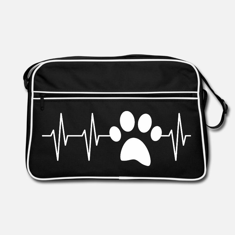 Tierpfote Herzschlag Katze - Katzenliebe Symbol Retro Tasche