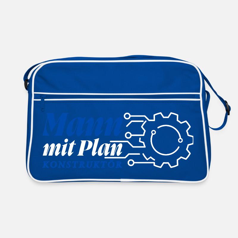 Mann mit Plan - Konstruktör, Konstrukteur Retro Tasche