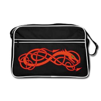 Serpent celte rouge - Sac Retro - noir/blanc - Devant