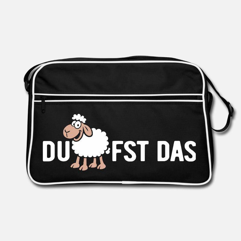 Du SCHAFfst das - Wortspiel mit Schaf - Retro Tasche - Schwarz/Weiß