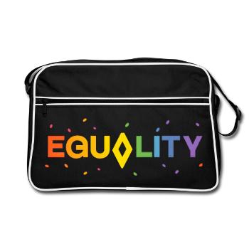 Equality – Buntes Statement für Vielfalt & Respekt - Retro Tasche - Schwarz/Weiß - Vorne