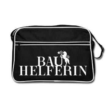 Construction Assistant Topping-out Ceremony House Construction Builder Landlady - Retro Bag - black/white - Front