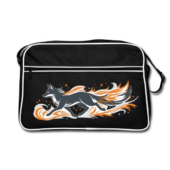Renard enflammé en vol de feu - Sac Retro - noir/blanc - Devant