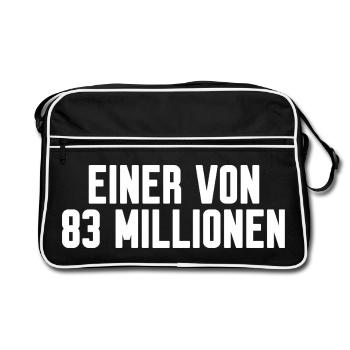 Einer von 83 Millionen! Spruch - Retro Tasche - Schwarz/Weiß - Vorne