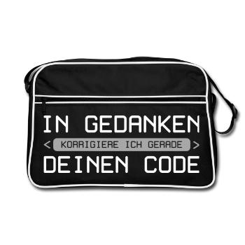 In Gedanken korrigiere ich gerade deinen Code - Retro Tasche - Schwarz/Weiß - Vorne