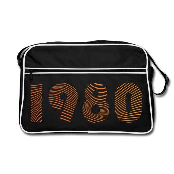 1980er Fingerprint Muster - Retro Tasche - Schwarz/Weiß - Vorne