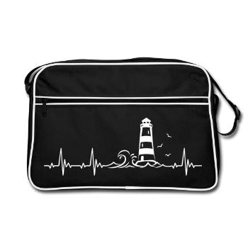 Lighthouse Heartbeat Frequency Gift - Retro Bag - black/white - Front